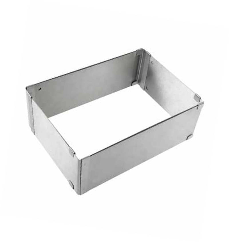 Stainless steel extendable cake ring from 9.1/3”x6.1/4” in. to 17.3/5